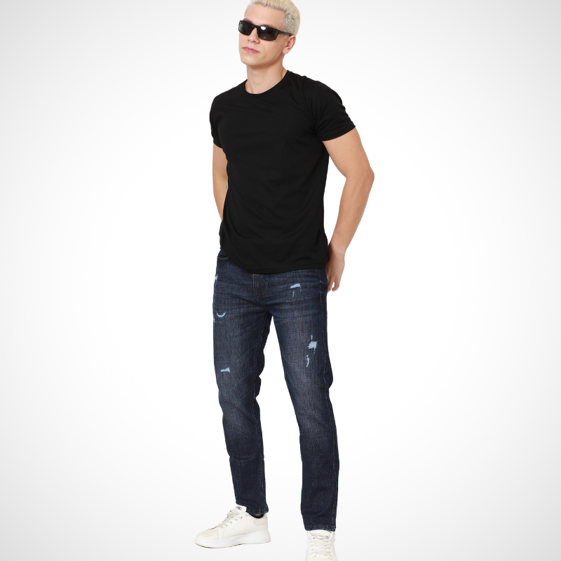 Distressed Slub Denim Pant